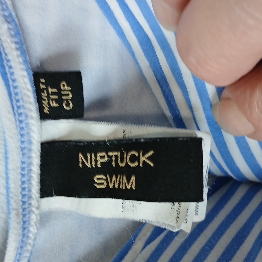 Niptuck Striped Tankini Top Womens 10 Nautical Summer Resortwear - Picture 2 of 4